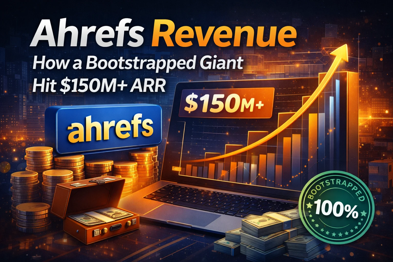 Ahrefs Revenue Growth Infographic: How a Bootstrapped Giant Hit $150M+ ARR